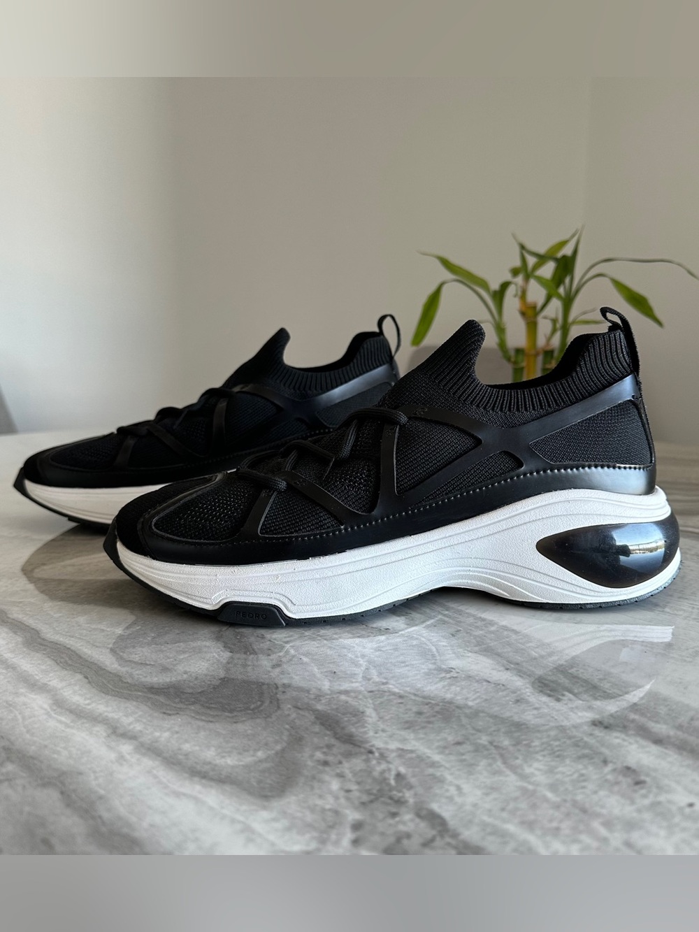 Pedro Casual Black Knit Chunky Sock Sneakers